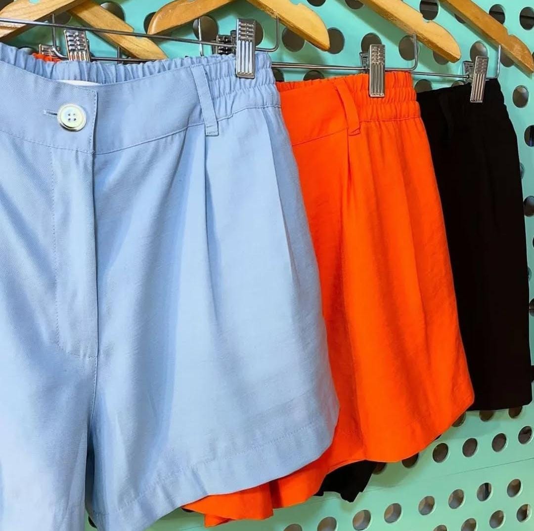 Short com Elástico em Tencel Forjado