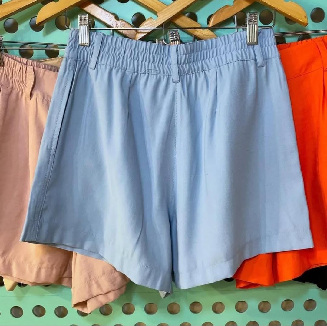 Short com Elástico em Tencel Forjado