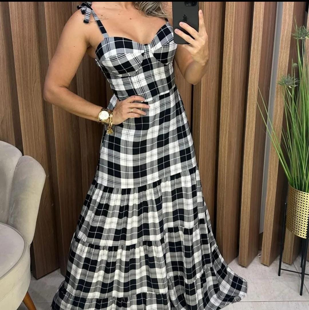 Vestido Midi Xadrez