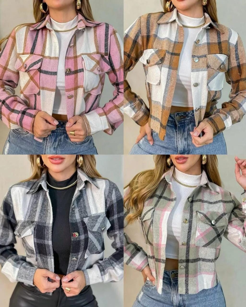 Jaqueta Cropped Xadrez