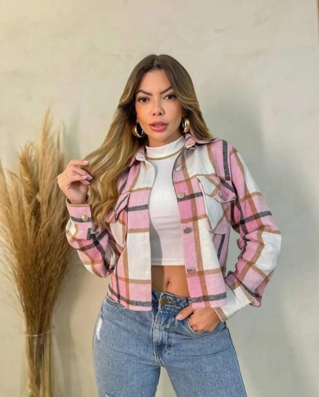 Jaqueta Cropped Xadrez