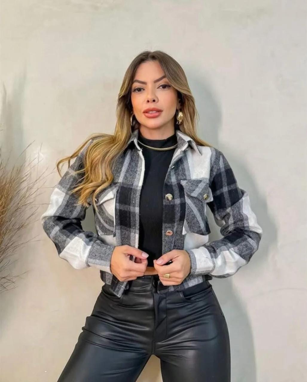 Jaqueta Cropped Xadrez