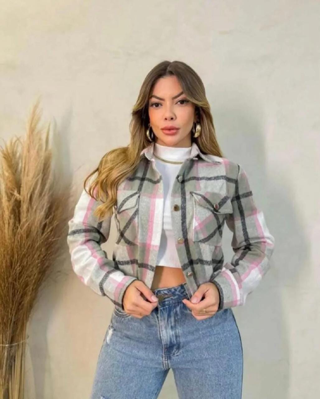 Jaqueta Cropped Xadrez
