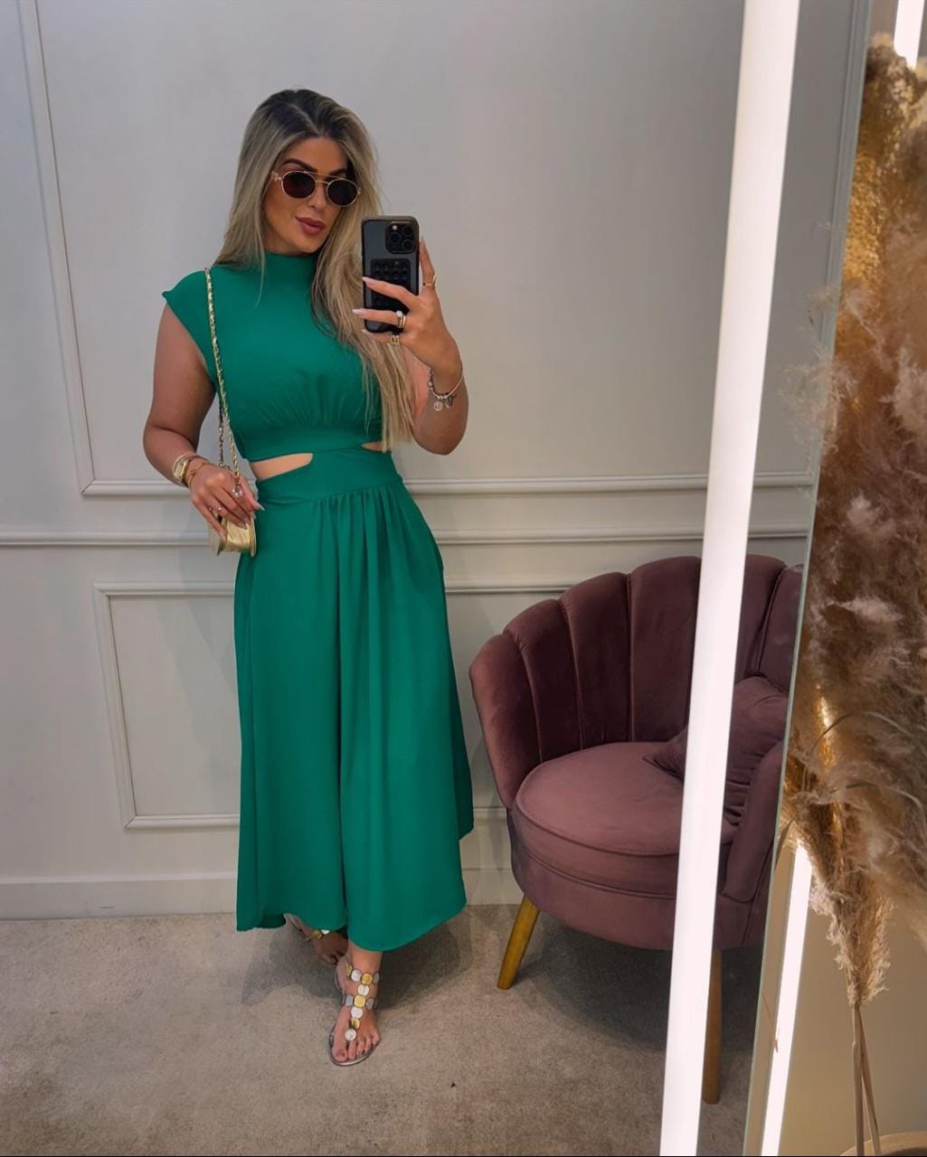 Vestido Crepe Duna Verde