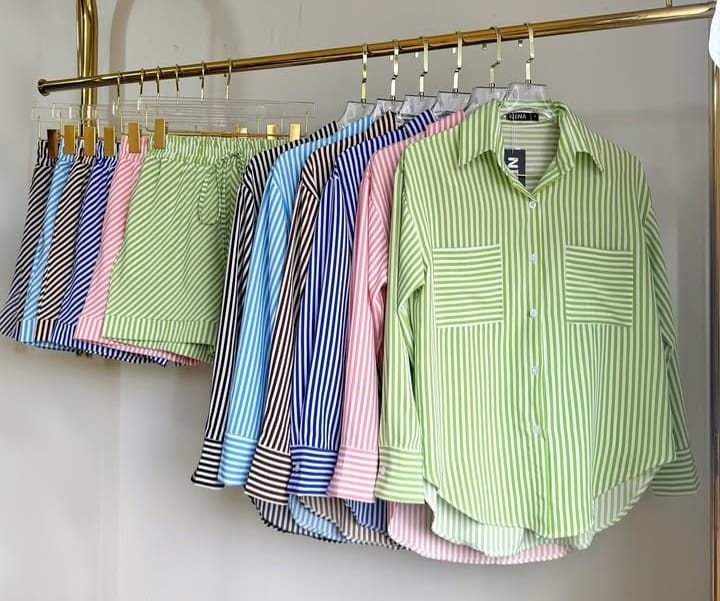 Conjunto linho em listras