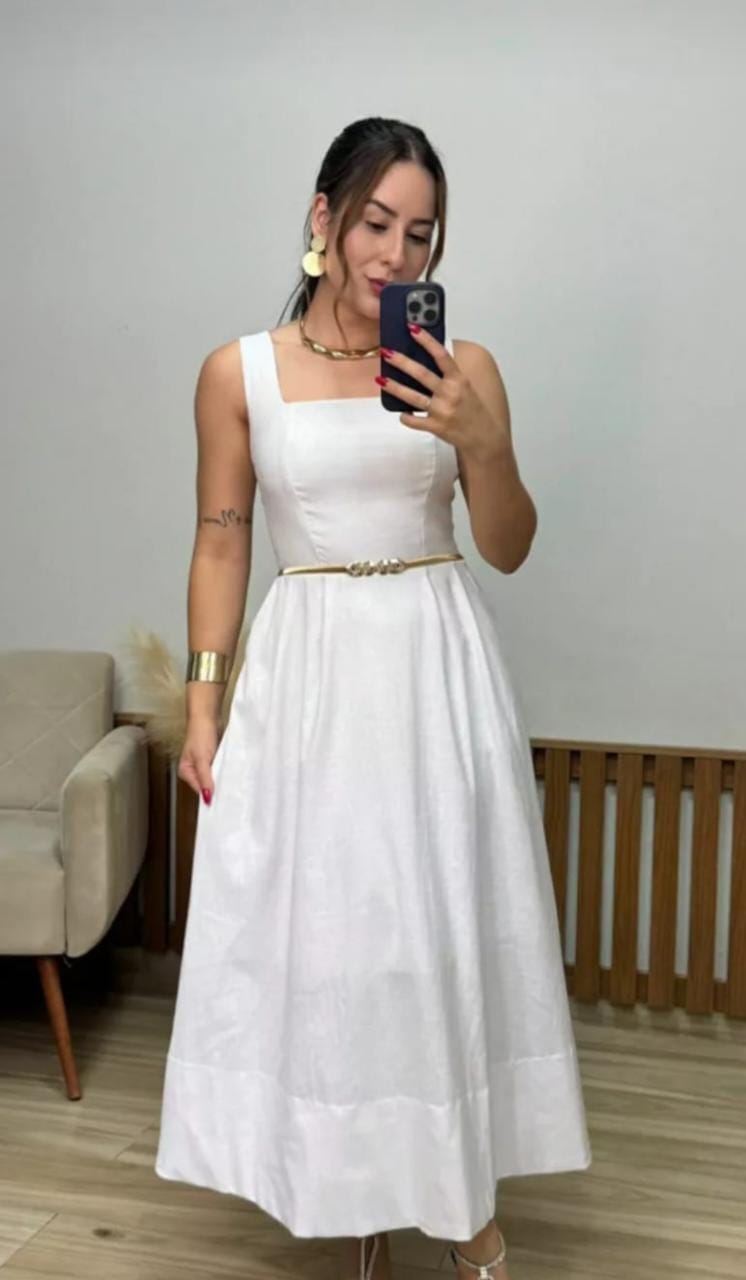 Vestido Linho Midi Sofie