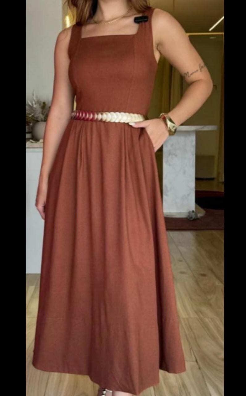 Vestido Linho Midi Sofie