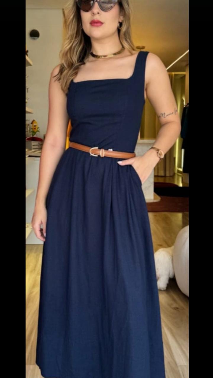 Vestido Linho Midi Sofie