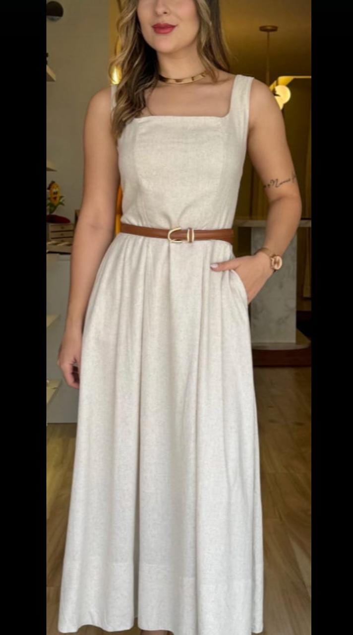 Vestido Linho Midi Sofie