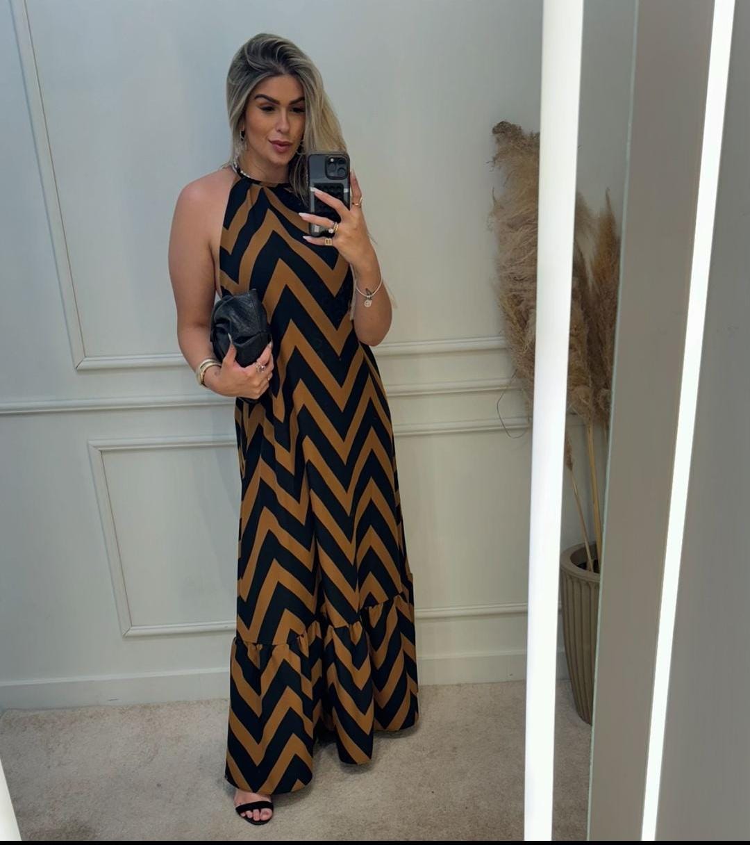 Vestido Crepe Zig Zag