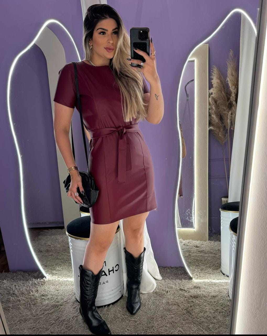 Vestido Couro PU