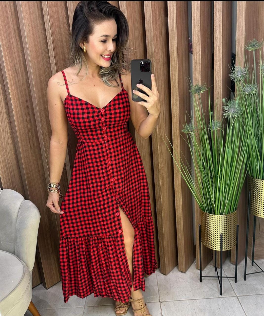 Vestido Midi Vichy