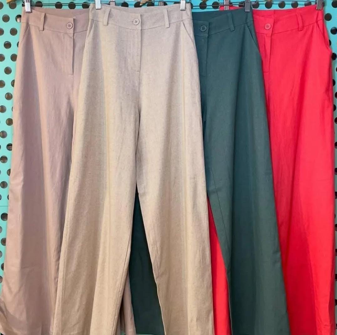 Calça Pantalona em Linho