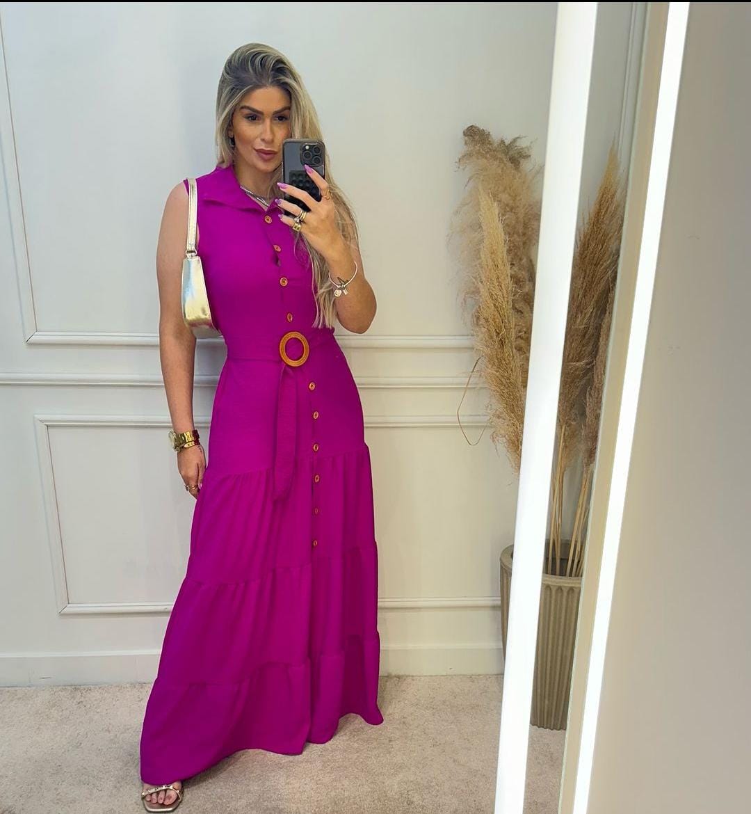 Vestido Crepe Duna Roxo
