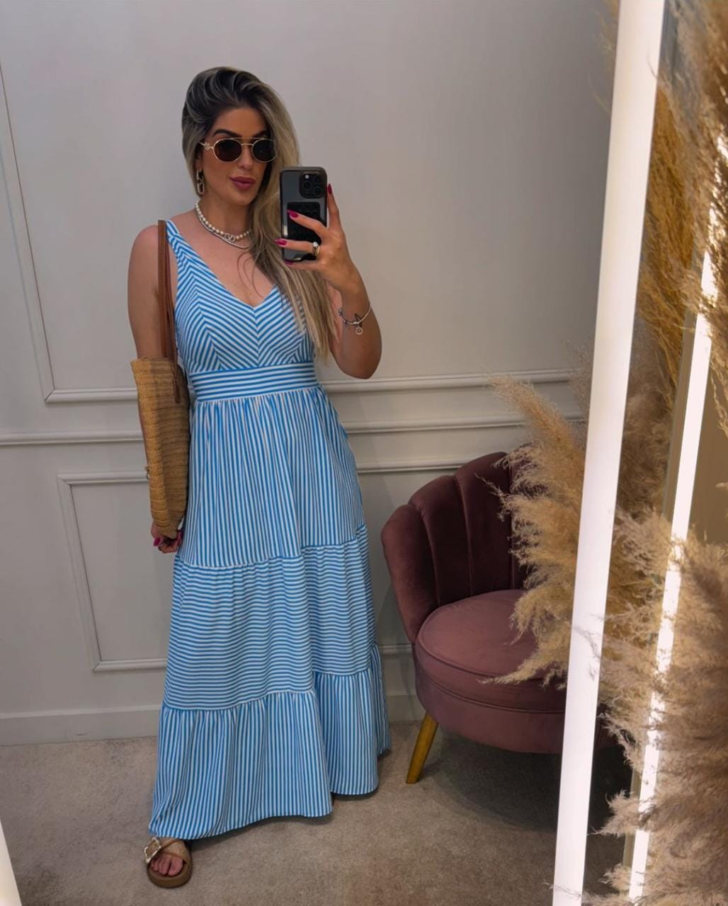 Vestido Crepe Listras