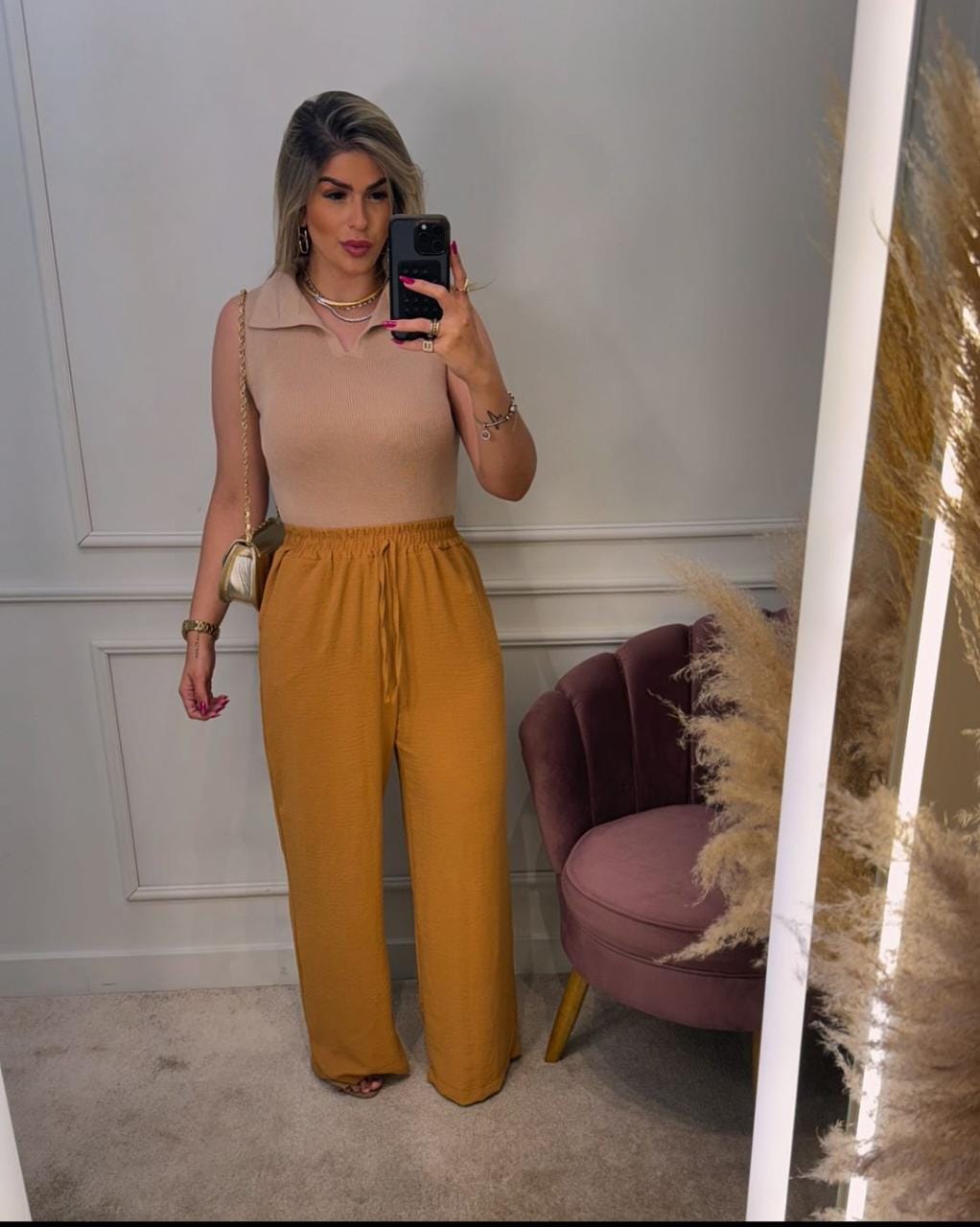 Calça Pantalona Crepe Duna