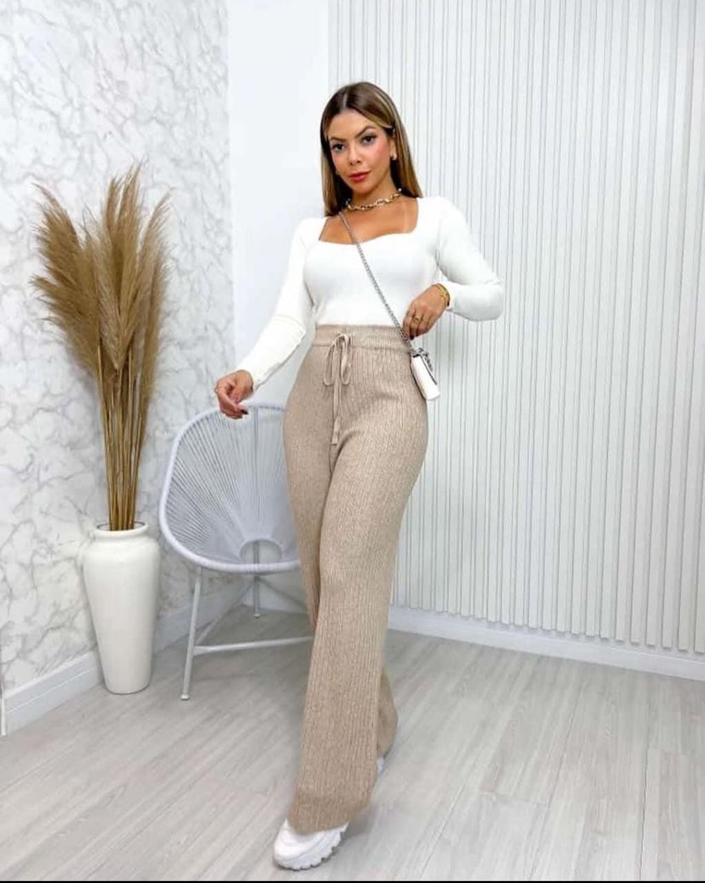 Calça Pantalona Modal Lã