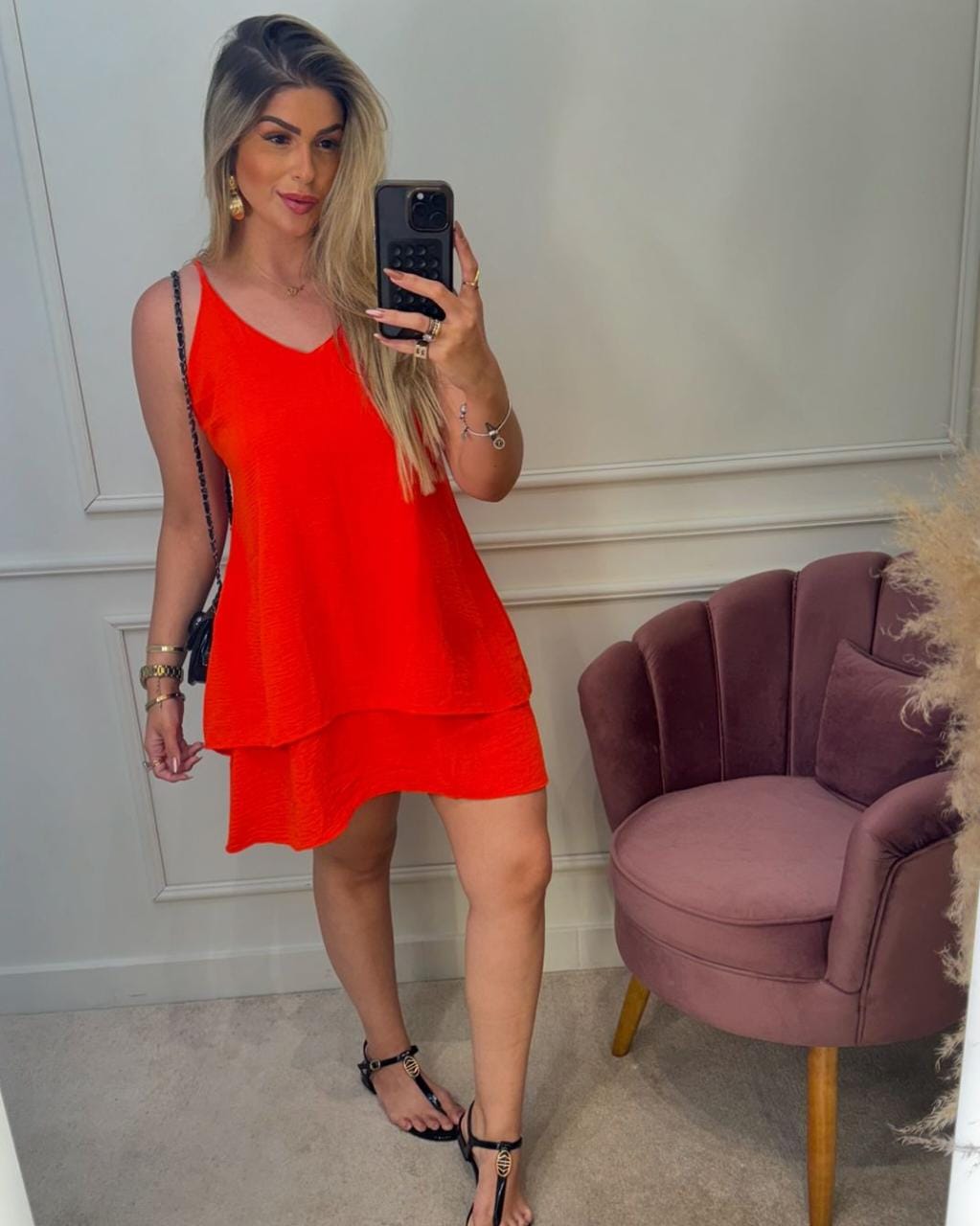Vestido Crepe Duna Laranja