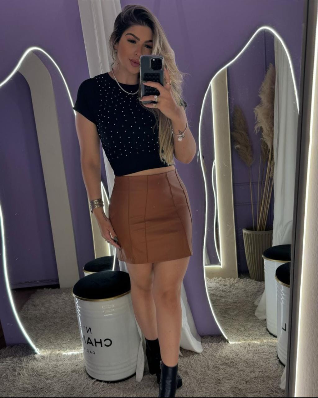 Saia Couro PU Carmel