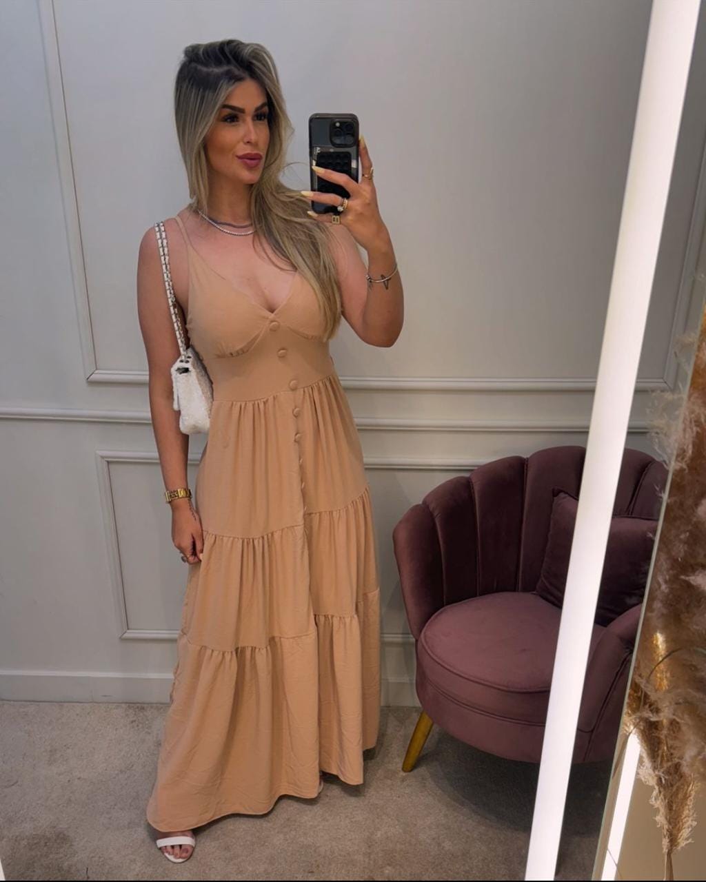 Vestido Longo Crepe Duna