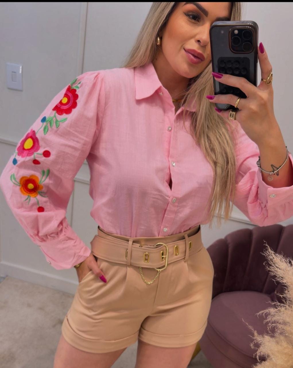 Camisa Linho Bordada