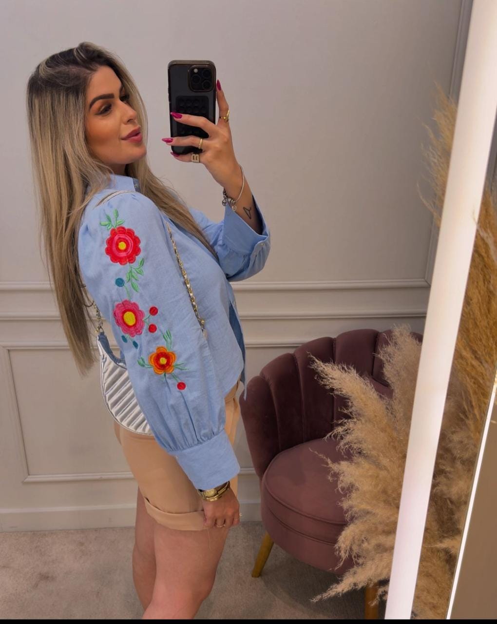 Camisa Linho Bordada